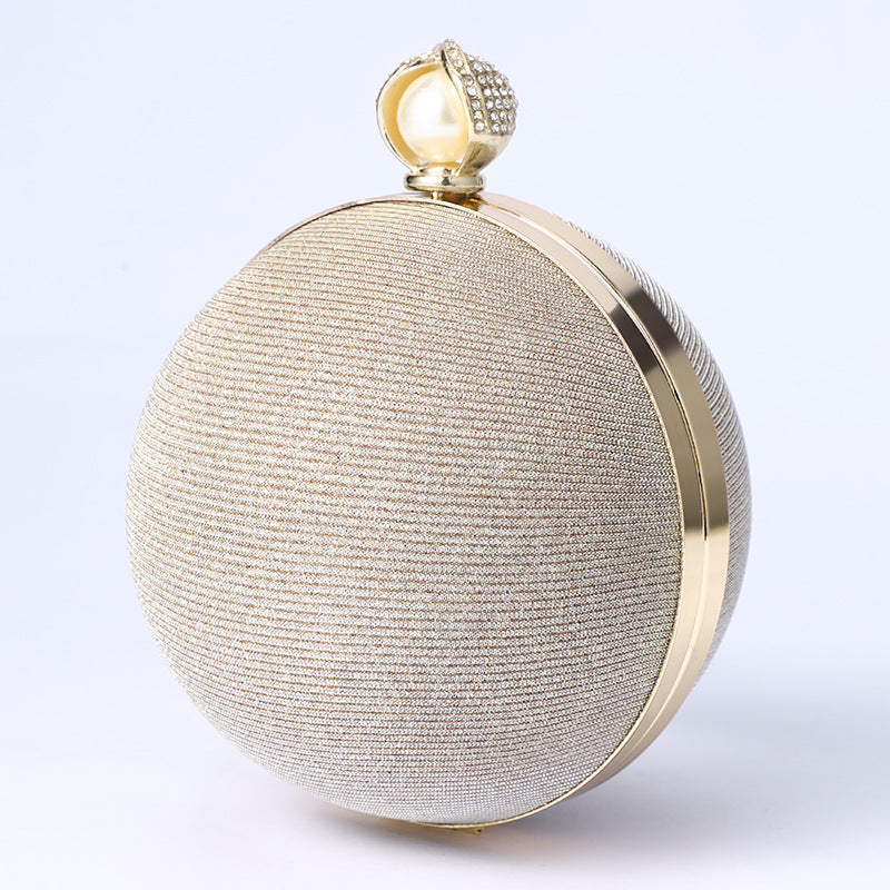 Premium Flash Round Pearl Bag For Women's Retro