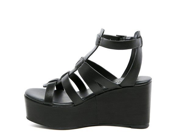 RAG&CO WINDRUSH CAGE WEDGE LEATHER SANDAL