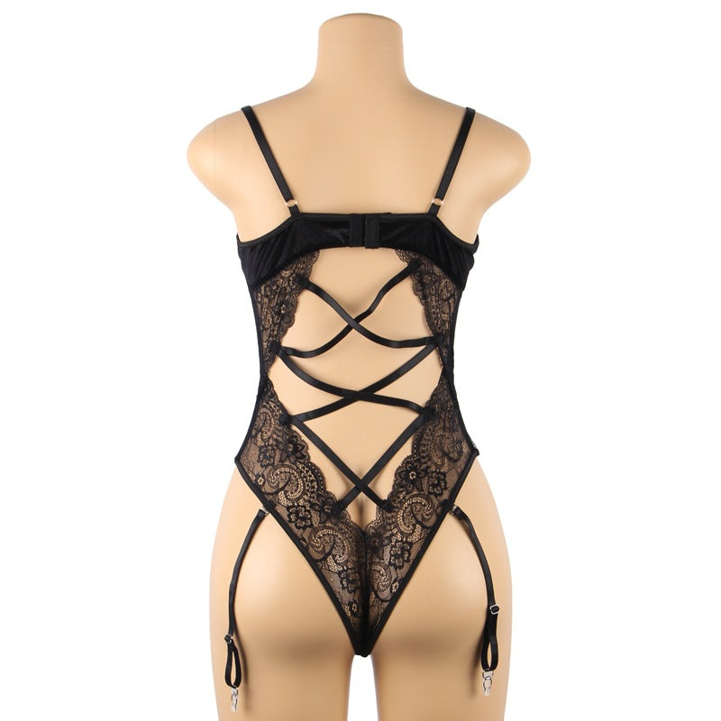 Garter Nightdress Set Lace Underwire Bodysuit