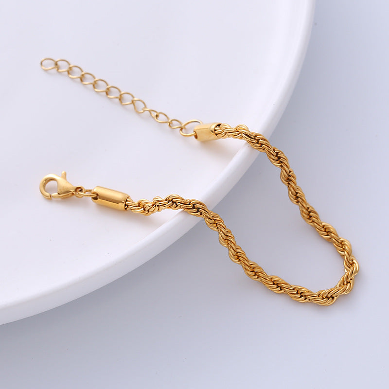 Vacuum Color-preserving Electroplated Gold Steel Stainless Steel Twist Bracelet