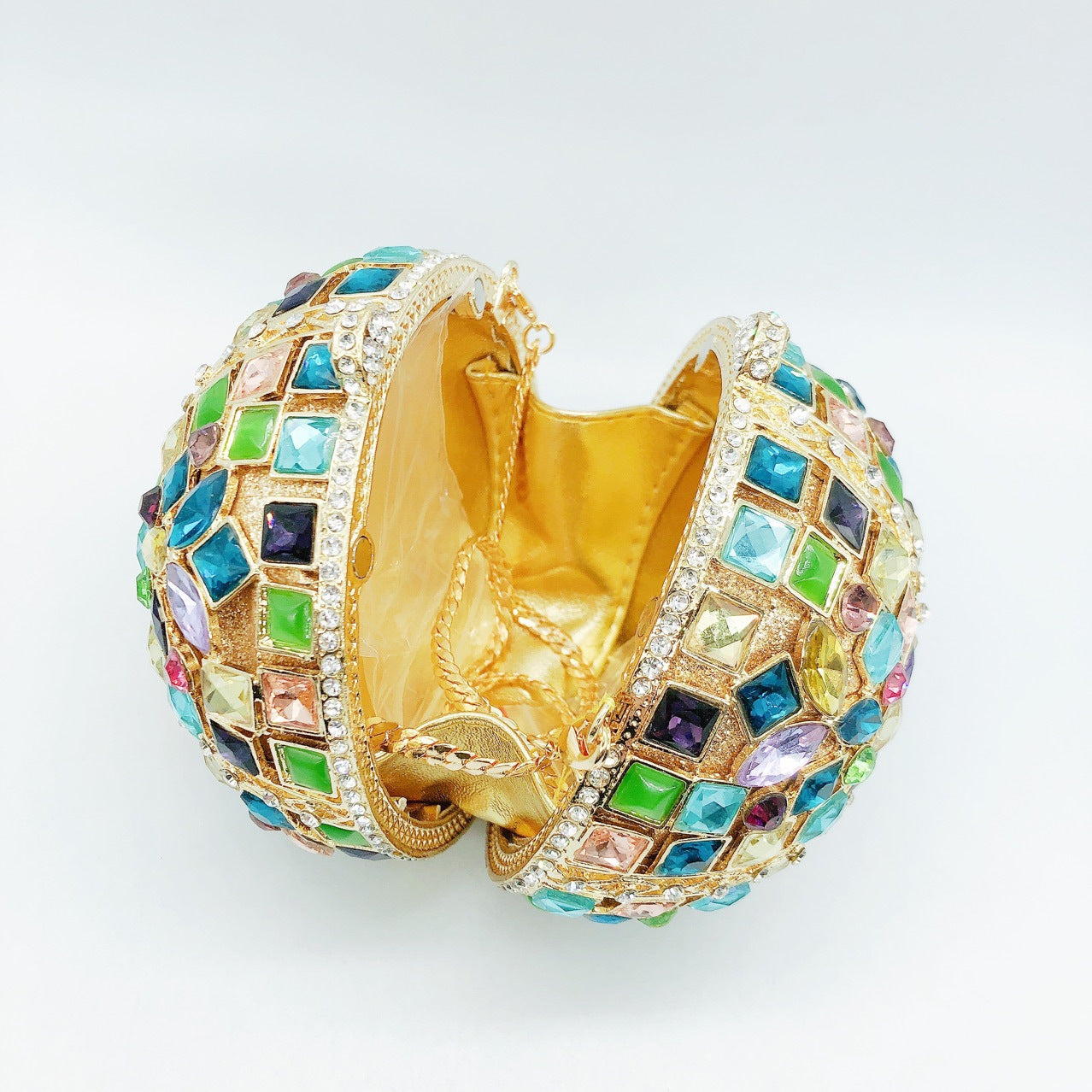 Multicoloured Glass Rhinestone Round Ball Package With An Empty Diamond