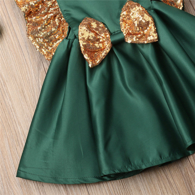 Green sequin princess dress