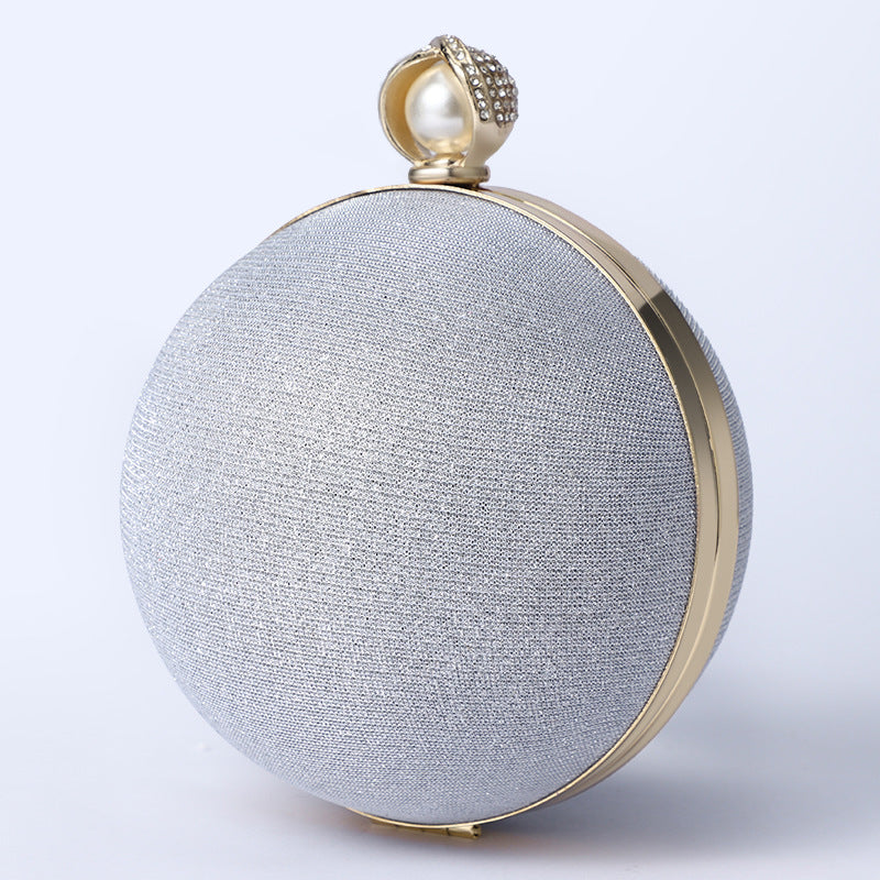 Premium Flash Round Pearl Bag For Women's Retro