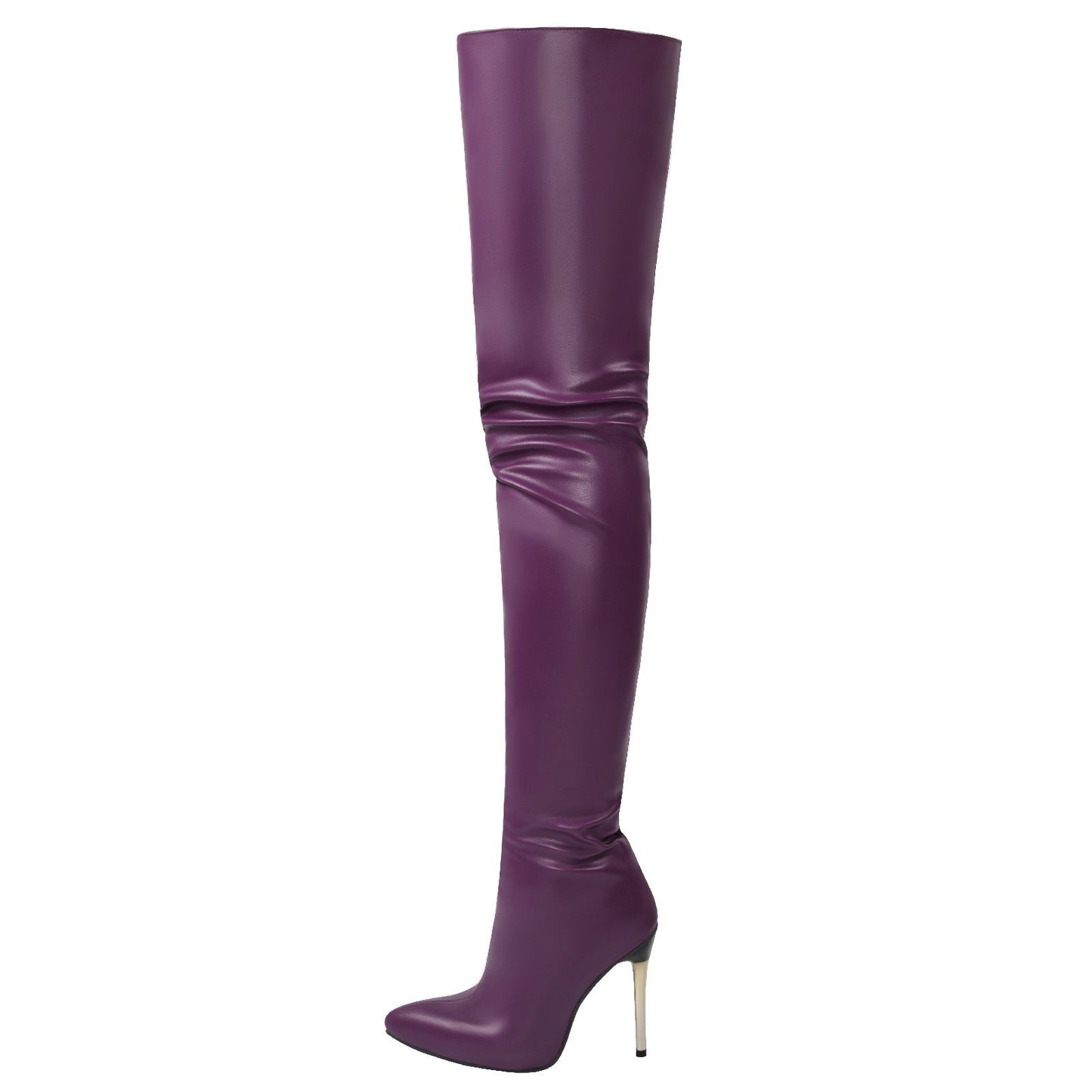 Pointy Side Zipper Patent Leather Stiletto Boots Over The Knee