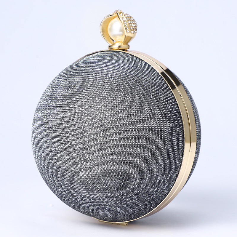 Premium Flash Round Pearl Bag For Women's Retro