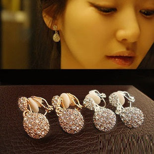 Vintage Luxury Diamond Drop Crystal Earring Ear Clip