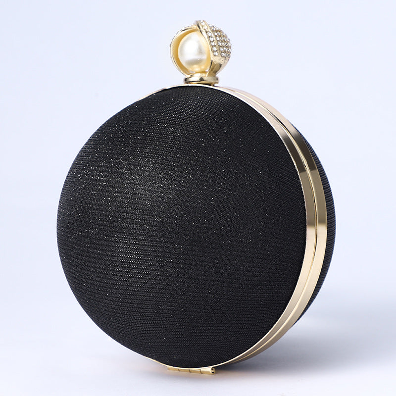 Premium Flash Round Pearl Bag For Women's Retro