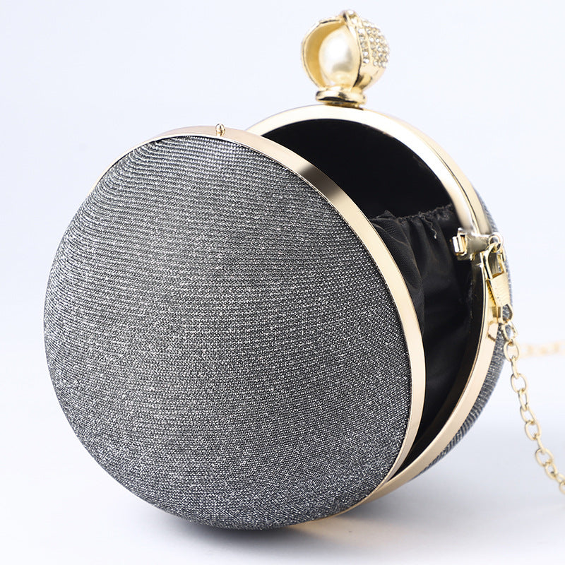 Premium Flash Round Pearl Bag For Women's Retro