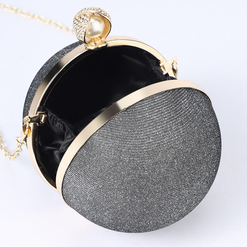 Premium Flash Round Pearl Bag For Women's Retro