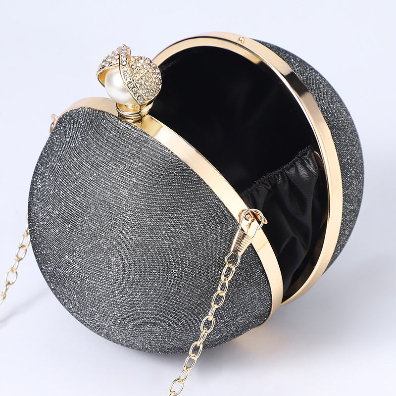 Premium Flash Round Pearl Bag For Women's Retro