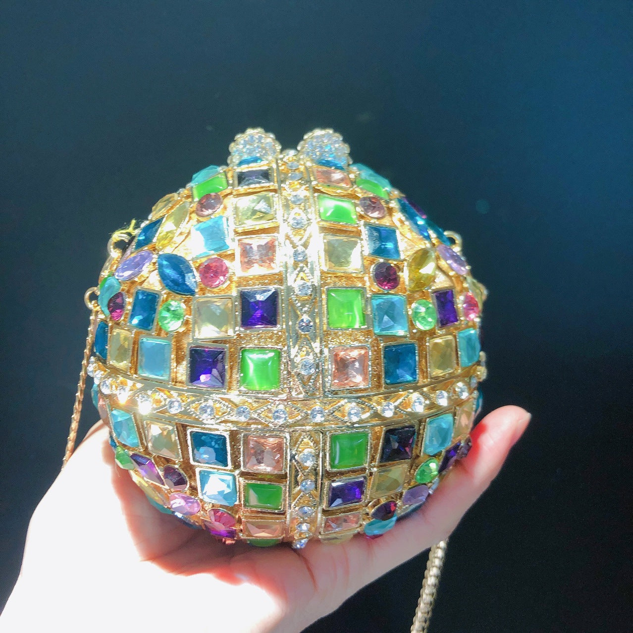 Multicoloured Glass Rhinestone Round Ball Package With An Empty Diamond