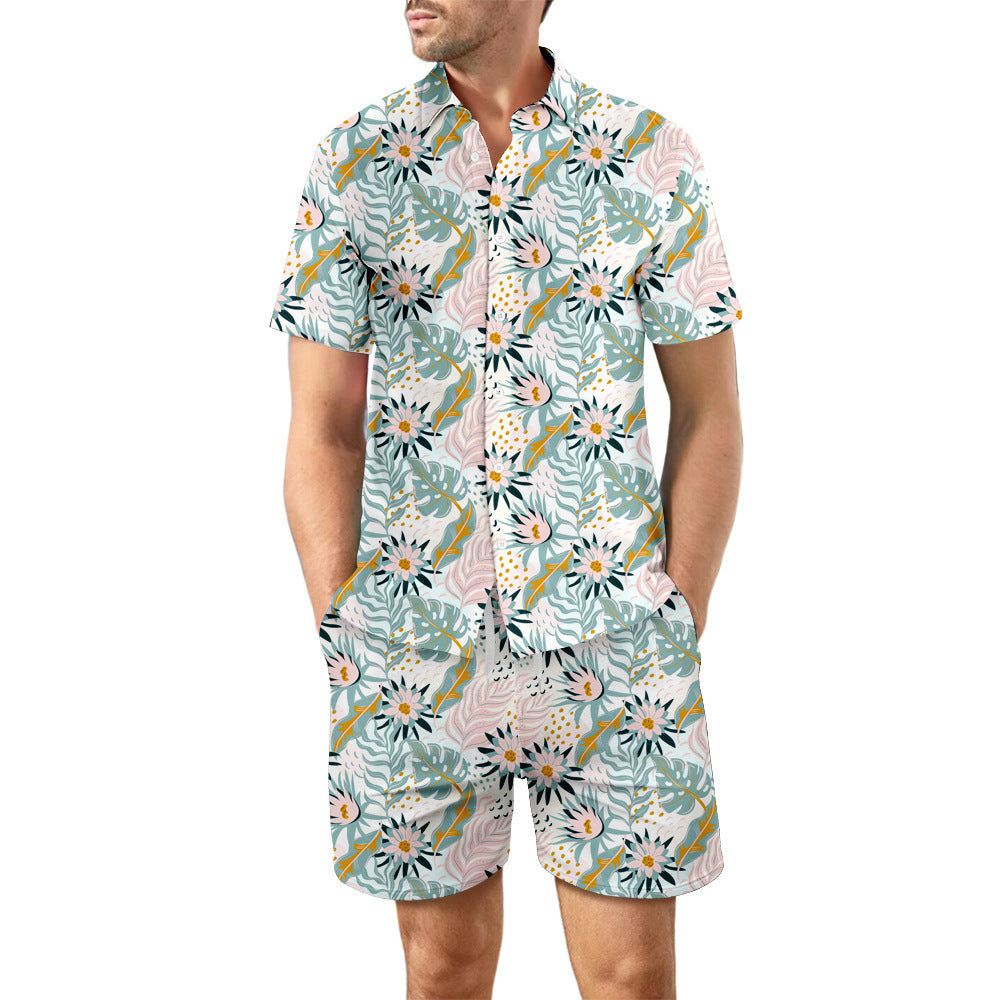 Digital Printed Beach Short Sleeve Shorts