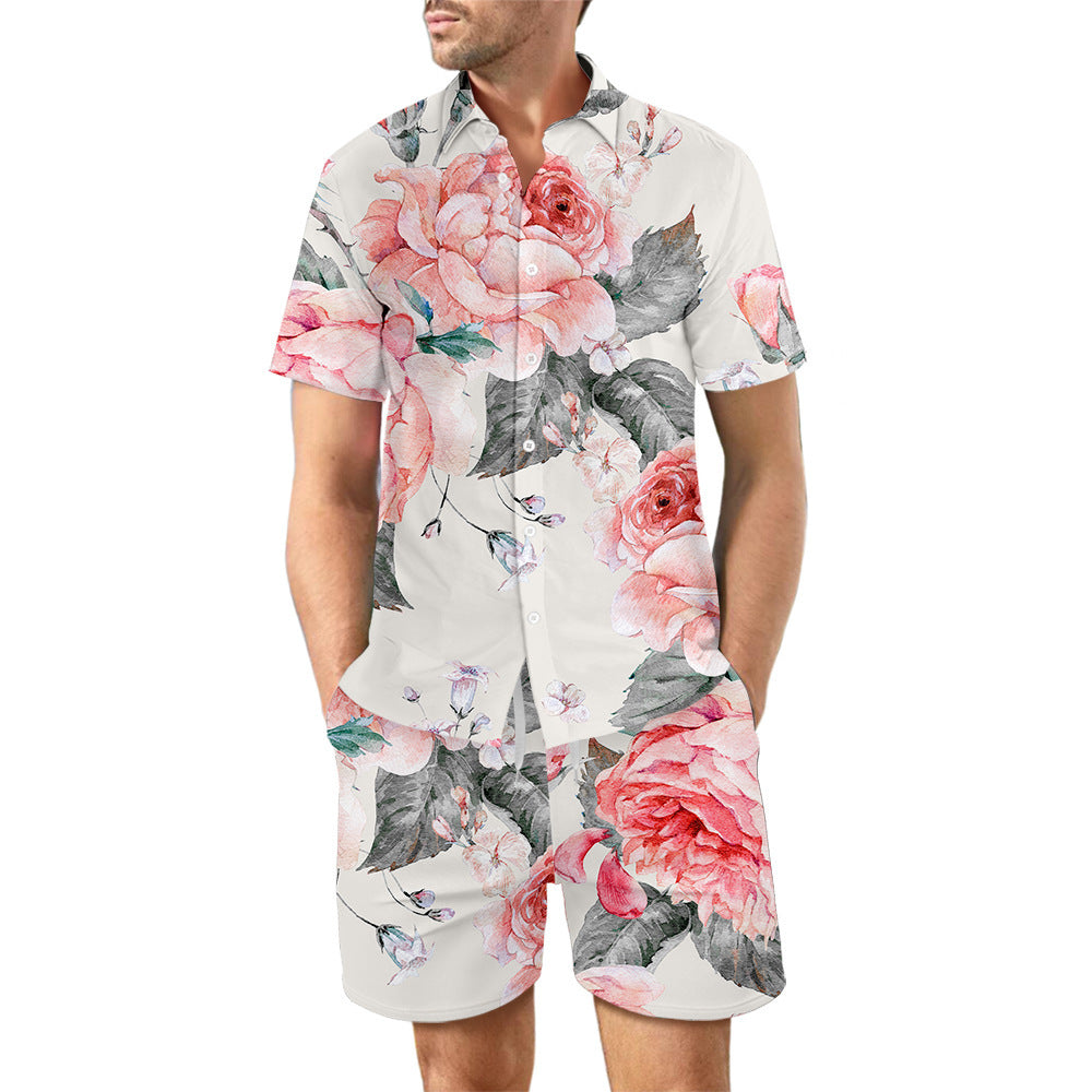 Digital Printed Beach Short Sleeve Shorts