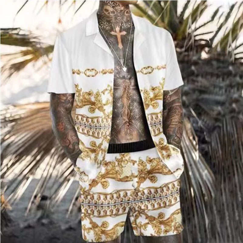 Digital Printed Beach Short Sleeve Shorts