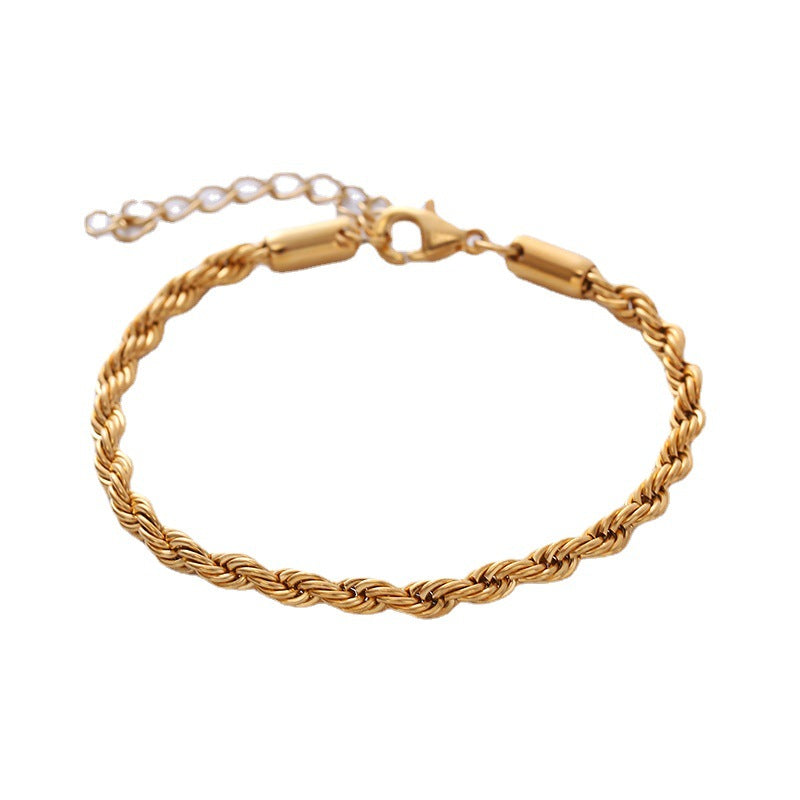 Vacuum Color-preserving Electroplated Gold Steel Stainless Steel Twist Bracelet