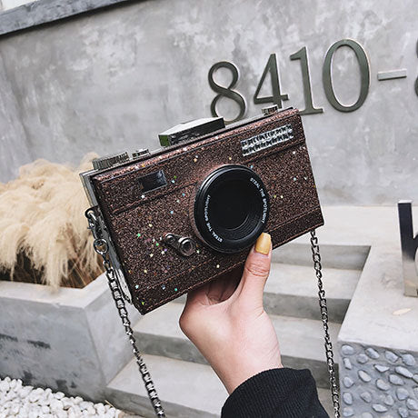 Women's Fashion Simple Sequin Camera Box Bag