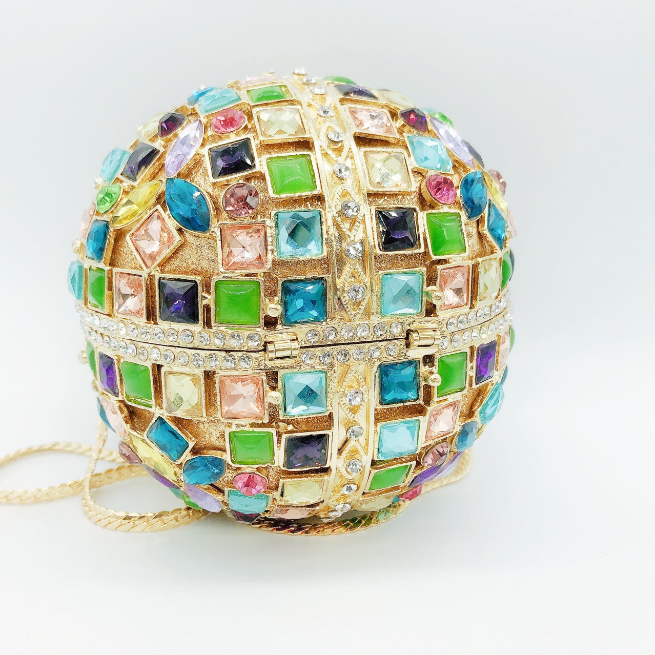 Multicoloured Glass Rhinestone Round Ball Package With An Empty Diamond