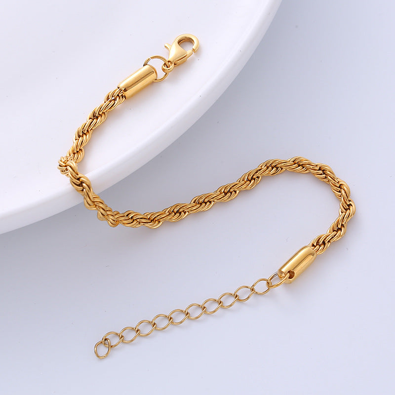 Vacuum Color-preserving Electroplated Gold Steel Stainless Steel Twist Bracelet