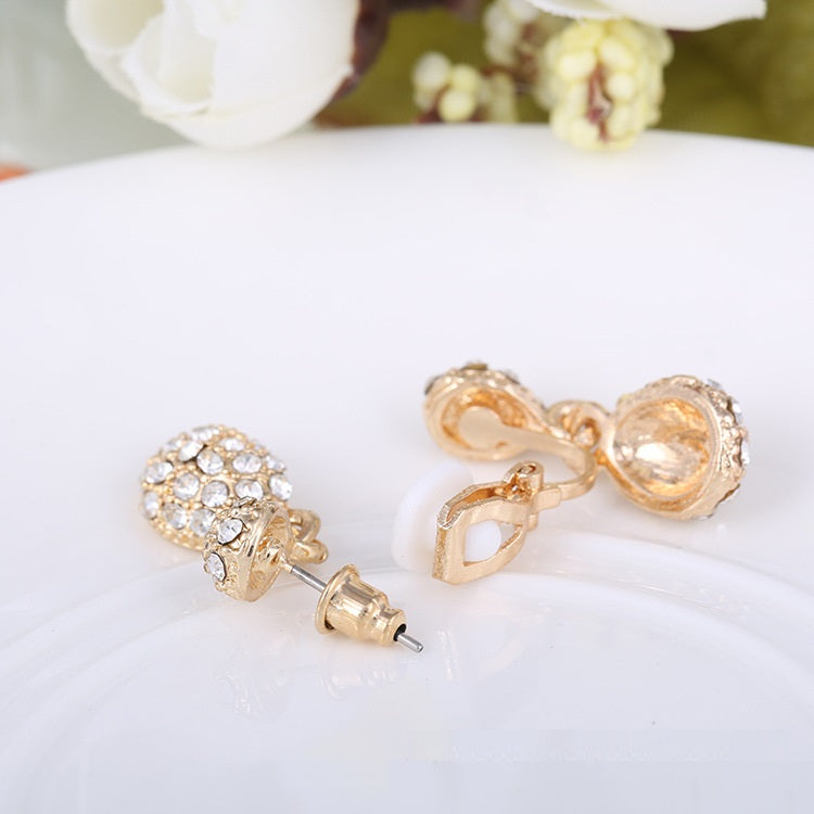 Vintage Luxury Diamond Drop Crystal Earring Ear Clip